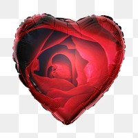 Rose flower png heart balloon sticker, Valentine's photo on transparent background