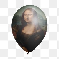 Mona Lisa png balloon sticker, Leonardo da Vinci painting on transparent background, remixed by rawpixel