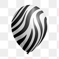 Png zebra stripe pattern balloon sticker, animal prints graphic on transparent background