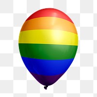 LGBTQ rainbow flag png balloon sticker, gay pride graphic on transparent background
