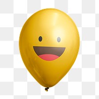 Smiling face png emoticon balloon sticker, expression graphic on transparent background