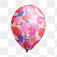 Rose flower png pattern balloon sticker, pink photo on transparent background