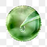 Png water drop leaf balloon sticker, environment photo in circle shape, transparent background
