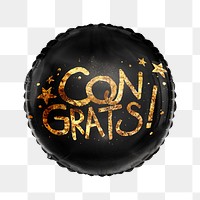 Congrats typography png balloon sticker, greeting message graphic in circle shape, transparent background