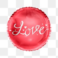 Love typography png balloon sticker, Valentine's celebration graphic in circle shape, transparent background