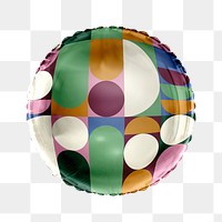 Retro pattern png balloon sticker, colorful graphic in circle shape, transparent background