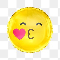 Kiss emoticon png balloon sticker, expression graphic in circle shape, transparent background