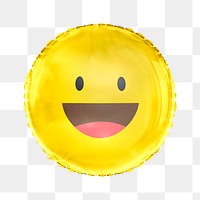 Smiling face emoticon png balloon sticker, expression graphic in circle shape, transparent background