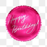 Happy birthday png balloon sticker, greeting message graphic in circle shape, transparent background