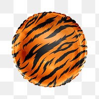 Tiger stripe pattern png balloon sticker, animal prints graphic in circle shape, transparent background