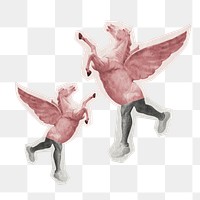 Pegasus png sticker, mythical creature mixed media transparent background