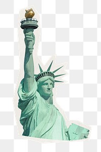 Png Statue of Liberty sticker, travel rough cut paper effect, transparent background