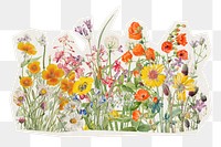 Colorful flower png sticker, garden rough cut paper effect, transparent background