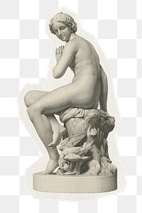 Png nude woman statue sticker, Nymph rough cut paper effect, transparent background, Edgar George Papworth's artwork remixed by rawpixel