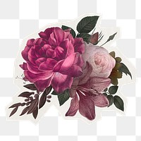 Pink roses png sticker, flower rough cut paper effect, transparent background