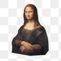 Mona Lisa png sticker, famous painting rough cut paper effect, transparent background, remixed by rawpixel