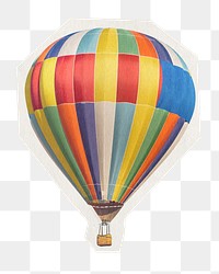 Hot air balloon png sticker, travel rough cut paper effect, transparent background