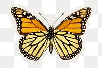 Monarch butterfly png sticker, vintage insect rough cut paper effect, transparent background