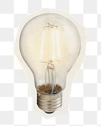 Light bulb png sticker, startup idea rough cut paper effect, transparent background