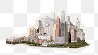 New York City png sticker,  urban rough cut paper effect, transparent background