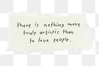 Love quote png sticker paper note, transparent background