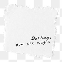 Png paper note with cute quote, transparent background