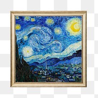 Png Van Gogh, starry night artwork sticker, transparent background, remastered by rawpixel