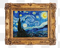Png Van Gogh's Starry Night artwork sticker, transparent background, remixed by rawpixel.