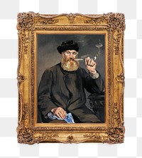 Png The Smoker by Edouard Manet framed artwork, transparent background, remixed by rawpixel.