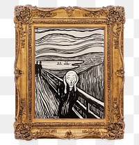 Png The Scream by Edward Munch artwork sticker, transparent background, remixed by rawpixel.