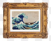 Png Hokusai's wave framed artwork, transparent background, remixed by rawpixel.