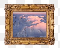 Aesthetic mountains png framed sticker, transparent background