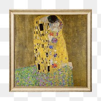 Png The kiss, Gustav Klimt artwork sticker, famous art on transparent background, remastered by rawpixel