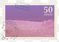 Png pink landscape stamp sticker, transparent background