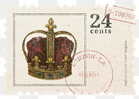 Png vintage crown stamp sticker, transparent background