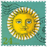 Png sun stamp sticker, transparent background