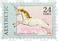 Png unicorn stamp sticker, transparent background