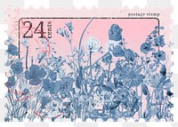 Png wildflower stamp sticker, transparent background