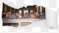 Png Leonardo da Vinci's The Last Supper ripped paper sticker, religious illustration reveal on transparent background