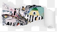 Torn magazine png papers sticker, abstract photo reveal on transparent background