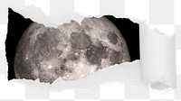 Moon surface png ripped paper sticker, space photo reveal on transparent background