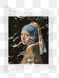 Png Girl with a Pearl Earring by Vermeer, transparent background, remixed by rawpixel