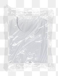 White tee png plastic packaging sticker, transparent background