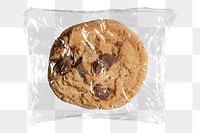 Chocolate chip cookie png plastic packaging sticker, transparent background