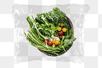 Healthy salad png plastic packaging sticker, transparent background