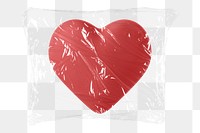 Heart png plastic packaging sticker, transparent background