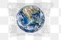 Earth png plastic packaging sticker, transparent background