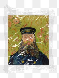 The Postman artwork png plastic packaging sticker, transparent background, remixed by rawpixel