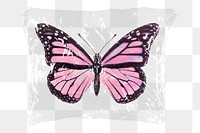 Pink butterfly png plastic packaging sticker, transparent background