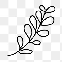 Leaf doodle png sticker,  botanical transparent background